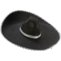 WELLY INTERNATIONAL - Zwarte sombrero hoed met zilveren rand volwassenen - Hoeden > Overige